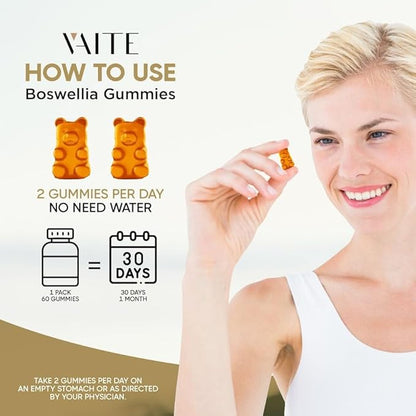 VAITE Boswellia Serrata Extract Gummies 1200mg – Joint Support Supplement with Indian Frankincense, Boswellic Acid, and Botanical Resin Extract, Vegetarian for Women and Men, Non-GMO, Gluten-Free