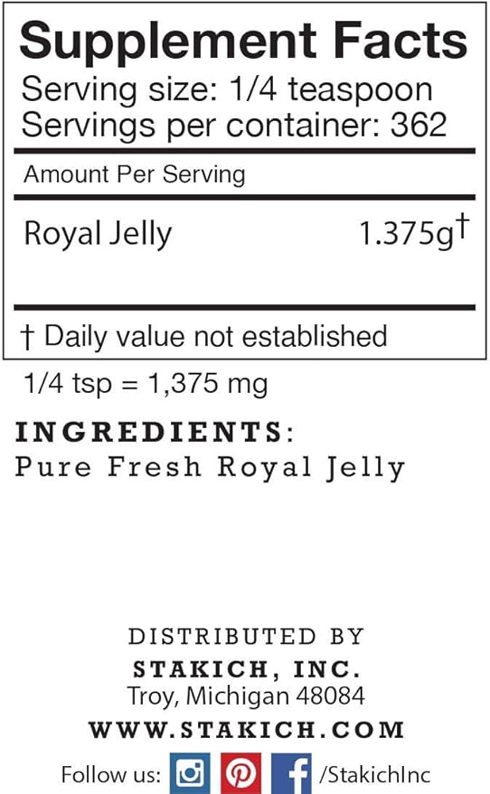 Stakich Fresh Royal Jelly - Pure, All Natural - No Additives or Preservatives Added - 16 Ounce (1 Pound)