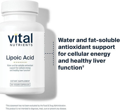 Vital Nutrients Lipoic Acid | 300mg Alpha-Lipoic Acid Antioxidant | ALA Supplement for Healthy Metabolism and Energy | Gluten, Dairy, Soy Free | Non-GMO | 60 Capsules