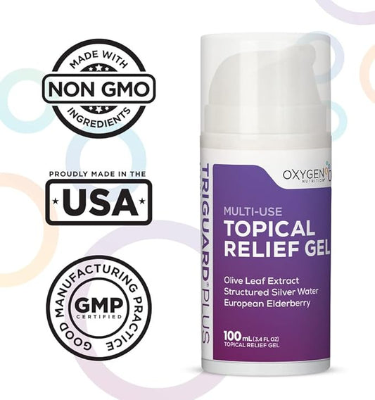 TriGuard Plus Colloidal Silver Topical Recovery Gel Natural Structured Silver Water & European Elderberry 3.4oz / 100ml
