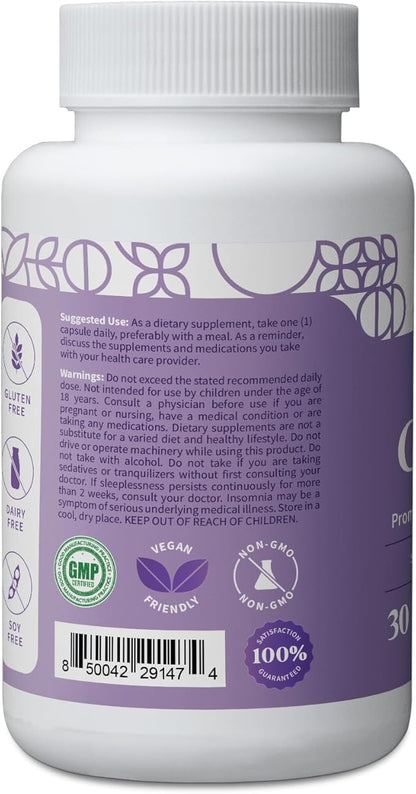 Pattern Wellness Sleep Complex Supplement - Deep, Slow-Wave Sleep - Mood & Stress Support - Natural Sleep Aid - 30 Vegetarian Capsules