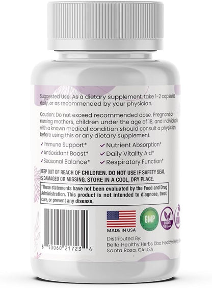 Wildcrafted Elderberry Sea Moss Capsules | 2600mg Irish Sea Moss + Elderberry Essentials Blend | US-Made, Vegan, Non-GMO, Easy-Swallow (3-Pack)