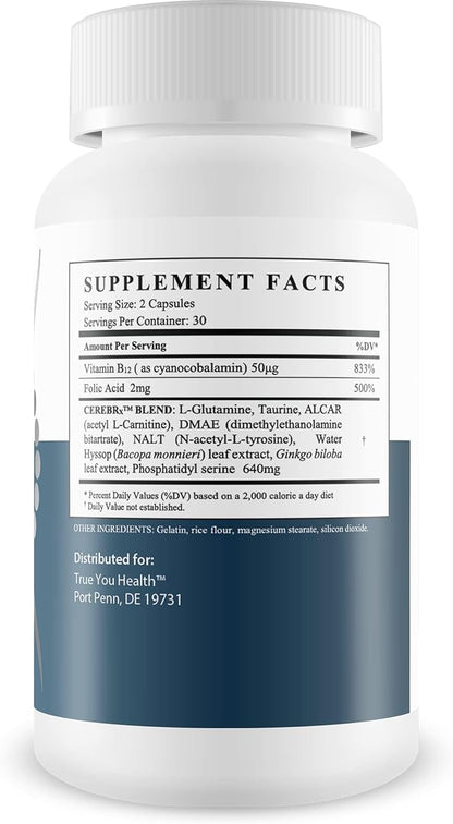 Advanced Memory Formula - by True You Health - Our Best Memory & Brain Formula - Formulated with Ginkgo Biloba and Other Premium Ingredients for Cognitive Performance, Focus, and Clarity