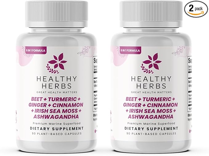 Wildcrafted Sea Moss Capsules | 1950mg BATCG-6 "Heart Complex Advanced Sea Moss Superblend | US-Made, Vegan, Non-GMO, Easy-Swallow (2-Pack)