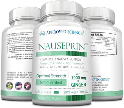 Approved Science Nauseprin - Ginger, Bioactive Vitamin B6-360 Capsules - Vegan