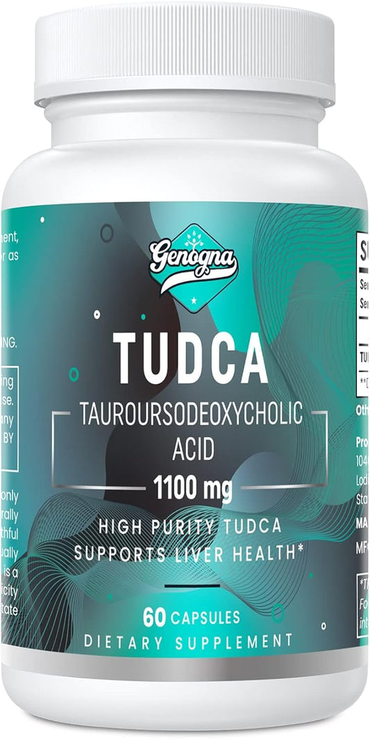 TUDCA 1100mg-Liver Support Supplement for Detox Cleanse, Water-Soluble Bile Salts with Strong Bitter Taste, 60 Vegan Capsules,Non-GMO,Gluten-Free