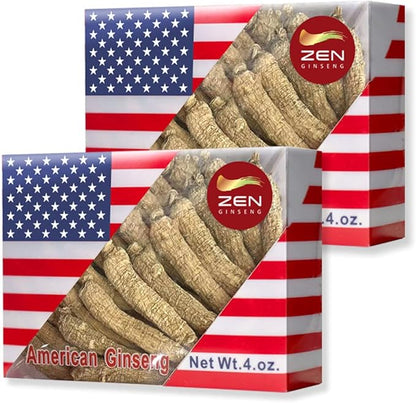 2 Boxes of Hand Selected American Ginseng Root-Small Tail (4oz/Box) 西洋参/花旗参 Panax Ginseng. Boosts Body Immunity, Energy & Stamina for Man & Women (8 Oz.)