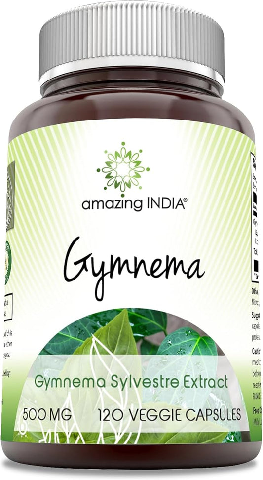 Amazing India Gymnema Supplement | 500 Mg Per Serving | 120 Veggie Capsules | Non-GMO | Gluten Free | Made in USA