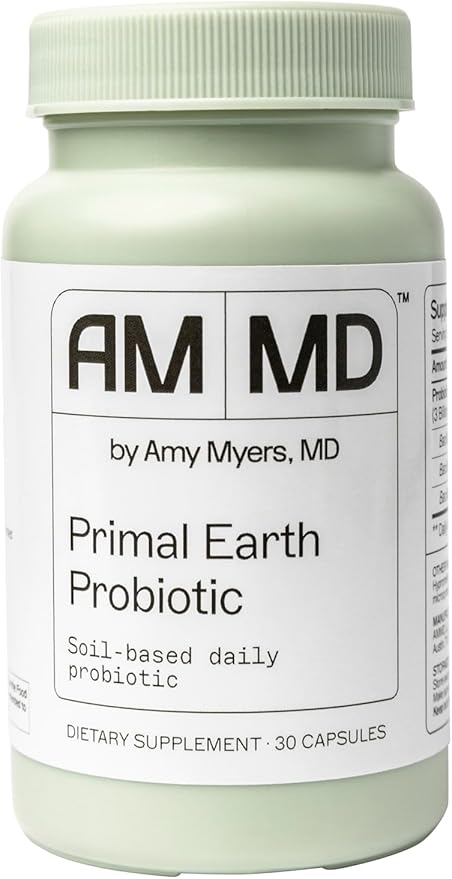 Amy Myers MD Primal Earth Probiotic - Digestive & Immune Support Supplement - Soil-Based Probiotic - Gluten-Free & Non-Dairy - Paleo-Friendly Adult Health Supplement - 30 Capsules
