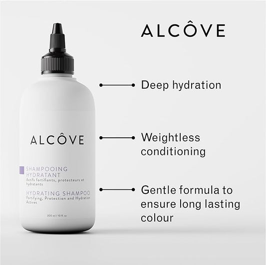 Alcôve - Hydrating Shampoo - Evening Primrose Oil, Mango Extract, and Argan Oil - Sulfate Free Shampoo - All Hair Types - For Dry Scalp - Color-Safe - Lightweight Formula - 300ml