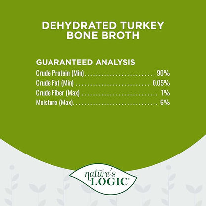 Nature's Logic Dehydrated Bone Broth Powder - 100% Natural Dog & Cat Topper - Rich in Glucosamine & Chondroitin - Boosts Immune System - Gluten-Free, No Synthetic Ingredients - Turkey, 6oz
