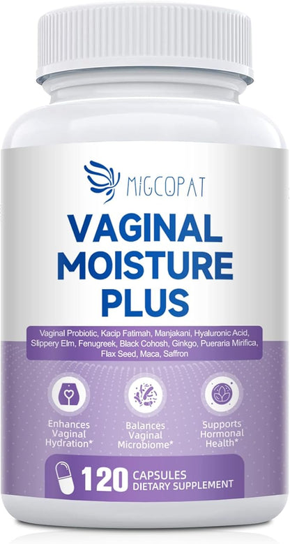 Vaginal Probiotics for Women – Vaginal Moisture Capsules-Plant-Based Capsules with Slippery Elm, Fenugreek & Kacip Fatimah – Support Vaginal Moisture & Internal Comfort – 120 Count