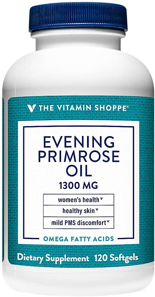 The Vitamin Shoppe Evening Primrose Oil 1,300MG, Natural Source of GLA (Gammia Linolenic Acid), Supplement for Women's Health & Hormonal Balance (120 Softgels)