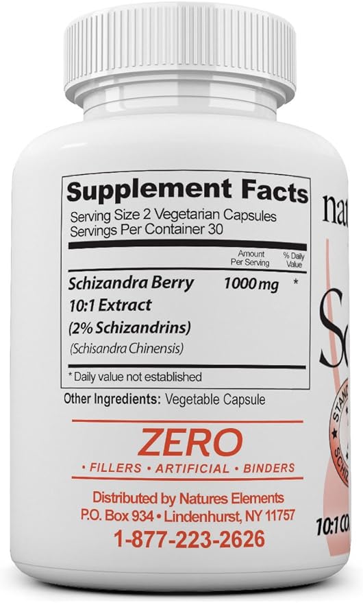 Natures Elements Schizandra Berry Extract – 3 Pack – 10:1 Concentrated Herbal Supplement – 1000mg Per Serving - Veggie Capsules – 60 Count Each – Non-GMO, 100% Pure – 1 Month Supply