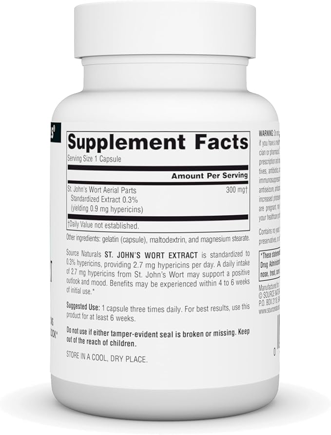 Source Naturals St John's Wort Extract 300 mg Supports A Positive Mental Outlook - 120 Capsules