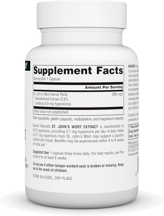 Source Naturals St John's Wort Extract 300 mg Supports A Positive Mental Outlook - 120 Capsules