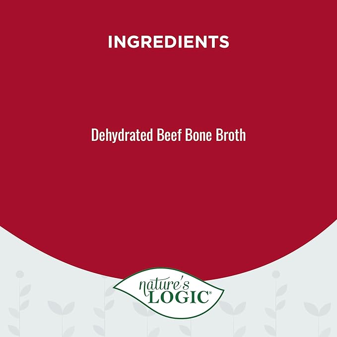 Nature's Logic Dehydrated Bone Broth Powder - 100% Natural Dog & Cat Topper - Rich in Glucosamine & Chondroitin - Boosts Immune System - Gluten-Free, No Synthetic Ingredients - Beef, 6oz