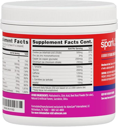 AdvoCare Spark Vitamin & Amino Acid Supplement - Focus & Energy Drink Powder Mix with Vitamin A, B-6, C & E - Also Includes L-Carnitine & L-Tyrosine - Fruit Punch - 10.5 oz