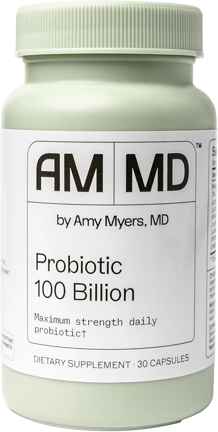 Amy Myers MD Probiotic Capsules 100 Billion - Maximum Strength Daily Probiotic - Gastrointestinal Health Supplement - Digestion & Immune Support