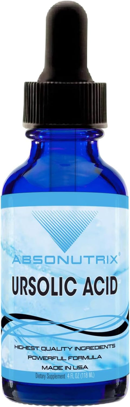 Absonutrix Ursolic Acid 590mg, 4 Fl Oz Bottle, 200 Highly Potent Servings, High Bioavailability, Quick Absorption, Third-Party Tested, GMP-Certified, Non-GMO, Cruelty-Free Products, Made in USA