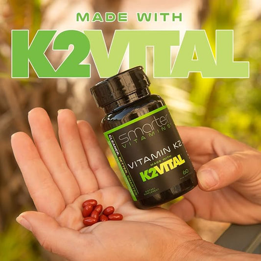 Smarter Vitamin K2 MK7 100mcg, Made with K2VITAL and Kale, 60 Liquid Softgels