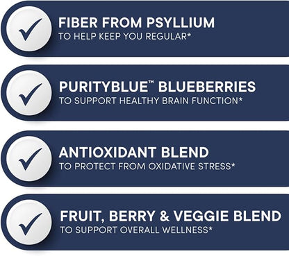 Advanced Blueberry Detox Daily Fiber Formula by Purity Products - Featuring PurityBlue Organic Wild Blueberries - A Full 6 Grams of Detoxifying, Regularity Promoting Prebiotic Fiber - 30 Servings