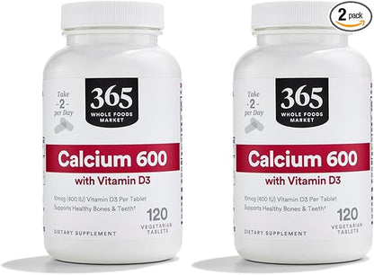 365 by Whole Foods Market Calcium with Vitamin D3 Tablets, 120 Count (Pack of 2)