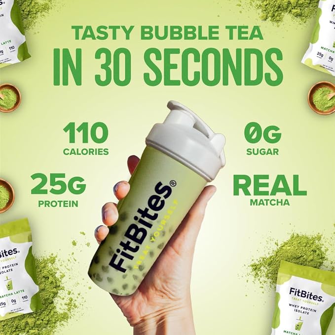 100% Whey Isolate Protein Powder (Matcha Latte), 5.9g BCAAs, Gluten Free, Zero Sugar, Fast Absorbing, Easy Digesting