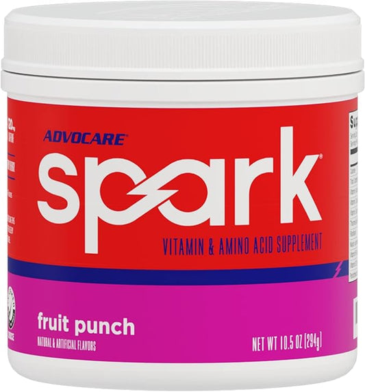 AdvoCare Spark Vitamin & Amino Acid Supplement - Focus & Energy Drink Powder Mix with Vitamin A, B-6, C & E - Also Includes L-Carnitine & L-Tyrosine - Fruit Punch - 10.5 oz