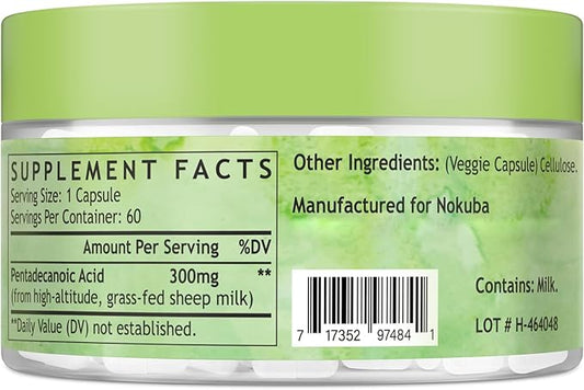 Pentadecanoic Acid | 300mg High-Altitude Sheep Milk Sourced | 60 Capsules