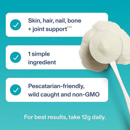 Vital Proteins Marine Collagen Peptides Powder Supplement for Skin Hair Nail Joint - Hydrolyzed Collagen - 12g per Serving - 7.8 oz Canister