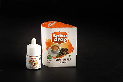 Spice Drop Chai Masala Extract - Tea, Coffee, Latte - Premium Quality & Rich Aroma, Authentic Indian Spices Blend Extract With No Added Color or Preservative, Unsweetened, Non GMO, Vegan, Gluten Free - 0.17 Oz - Upto 180 Cups (Pack Of 1)