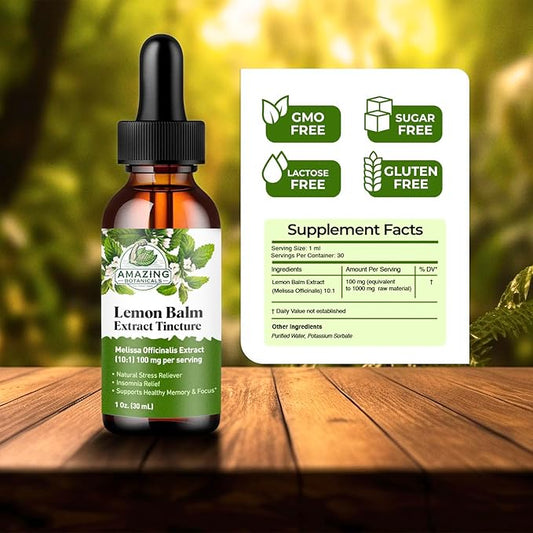 Organic Lemon Balm Leaf Liquid Extract for Immune Support - Lemon Balm Tincture for Mood & Relaxation Support - Organic Extract Tincture Leaf Drops for Adults & Kids Dietary Supplement - 4oz