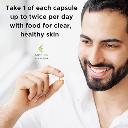 Clear Skin Acne Vitamins Capsules | Complexion Supplements 60 Count Capsules Pack of 2