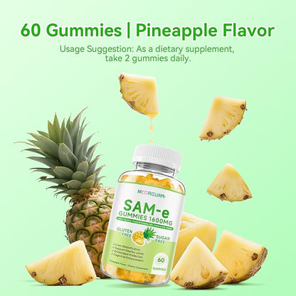 SAM-e L-Tyrosine Gummies with NAC, CoQ10 & Vitamin B Complex, 1600mg SAM e, 1500mg L Tyrosine Supplement for Energy, Cellular Antiox Protection, Neurotransmitter Support, Enhance Emotional Well-being