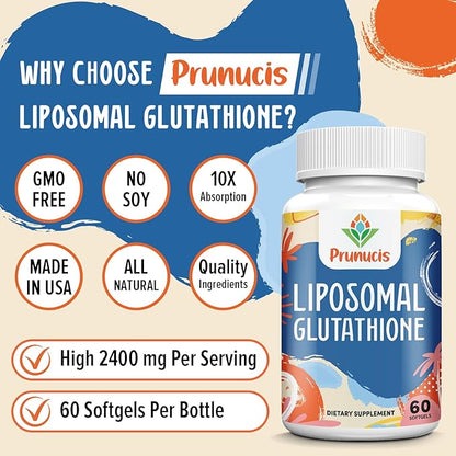 2400MG Liposomal Glutathione, with Vitamin C, Milk Thistle & Alpha-Lipoic Acid, Master Antioxidants, Pure Reduced L-Glutathione - Immune System, Cell Repair, Energy, High Absorption, 180 Softgels