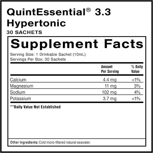 Quicksilver Scientific Original Quinton Hypertonic Solution - Sea Water Hydration - Liquid Minerals with Electrolytes for Muscle Recovery, Stamina+Mineral Replenishment (30 Single Serving Glass Vials)