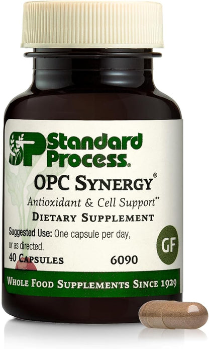 Standard Process Inc. OPC Synergy - Whole Foods Cognitive Health, Brain Health and Brain Support, Eye Support and Eye Health with Bilberry, Grape Seed Extract, Green Tea Powder - 40 Capsules