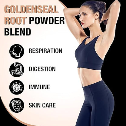 Wildcrafted Goldenseal Root Powder Supplement – 1000mg Organic Goldenseal Herbal Blend with Echinacea – Respiratory, Immune, Digestion & Skin Support – Gluten-Free – 60 Servings