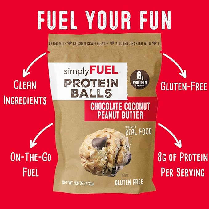 simplyFUEL Ultimate Protein Ball Variety Pack - Whole Food Balls with Probiotics - 8g Protein Snack - Gluten Free Energy Balls (5 Packs)