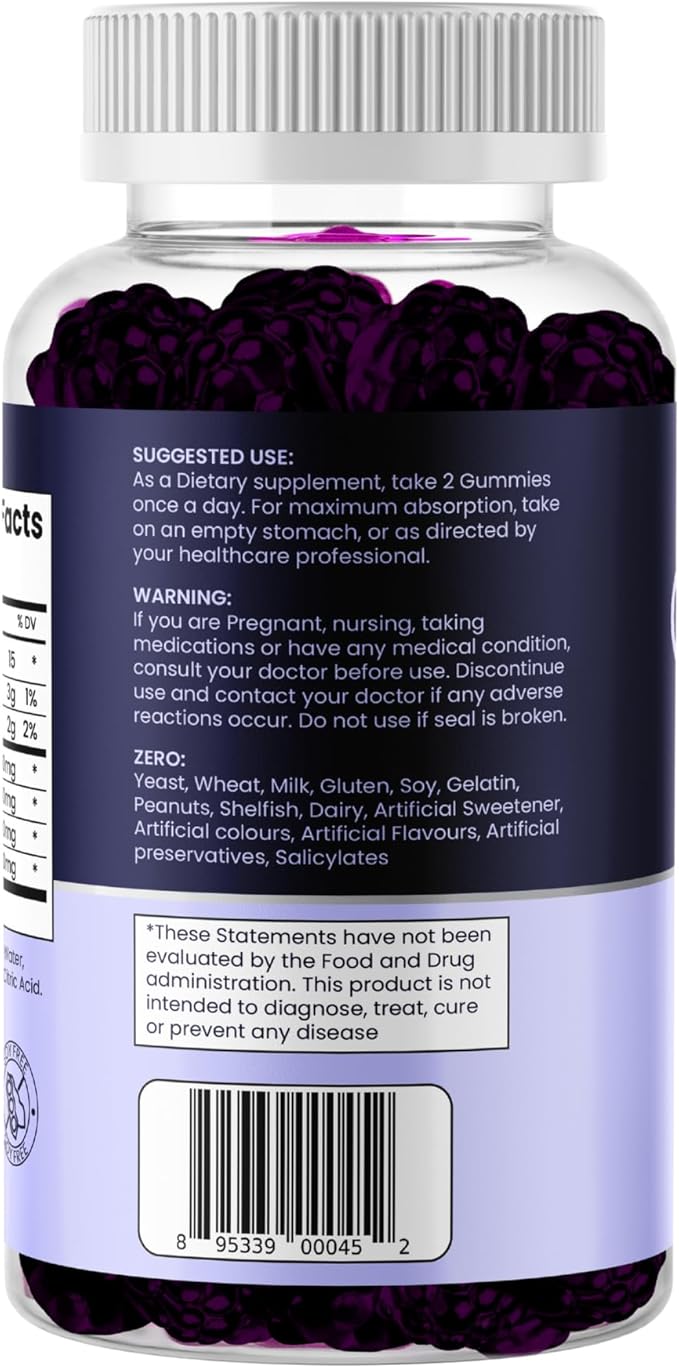 Quercetin Gummies with Elderberry, Zinc & Vitamin C – Immune Support Supplement – Antioxidant & Seasonal Wellness – Vegan, Non-GMO, Natural Berry Flavor – 60 Gummies