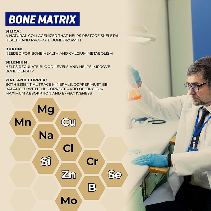 QuikPlus Bone Matrix with Calcium, Magnesium, Zinc, and Potassium - Includes 9 Ionic Liquid Minerals, Collagenizer for Bone and Teeth Support, Vegan, Gluten-Free, All Natural (2 Oz)
