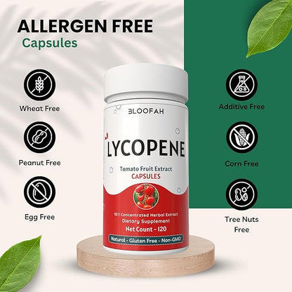 500mg Lycopene Supplement Tomato Extract 10:1 Capsules - 120 Count | 100% Pure, Non-GMO & Gluten Free Formula | Natural Carotenoid Supplement for Health and Wellness Support
