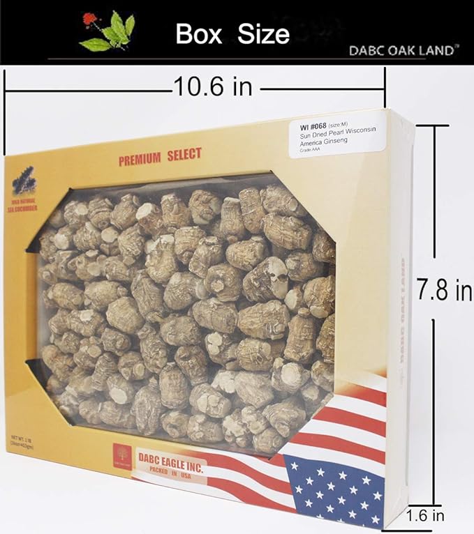 1LB=453gm/Box American Ginseng,Hand-Selected Wisconsin Farmed Ginseng Root | Pearl 威斯康辛州 西洋参/花旗参 珍珠参 礼盒装 |Cultivated Wisconsin American Ginseng WI 068# Box