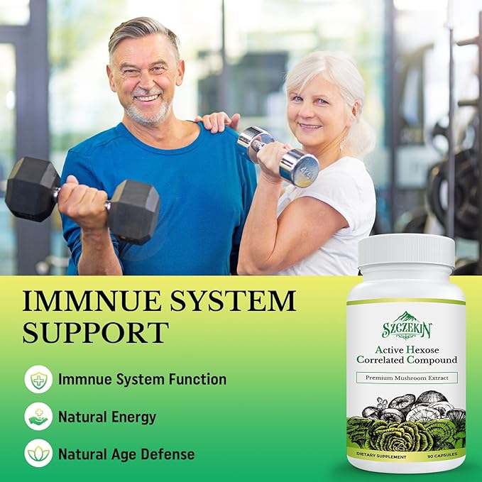 Active Hexose Correlated Compound 1500 mg Supplement, Natural 8 Mushroom Extract Supplement, Immune System, Liver Function, Natural Killer and T Cells Activity, 180 Veggie Capsules