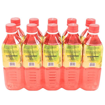 ALOEVINE Aloe Vera Juice drink Watermelon pure with chunks of aloe | 16.9 Oz 10 pack | plant based Vegetable Korean drinks