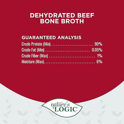 Nature's Logic Dehydrated Bone Broth Powder - 100% Natural Dog & Cat Topper - Rich in Glucosamine & Chondroitin - Boosts Immune System - Gluten-Free, No Synthetic Ingredients - Beef, 6oz