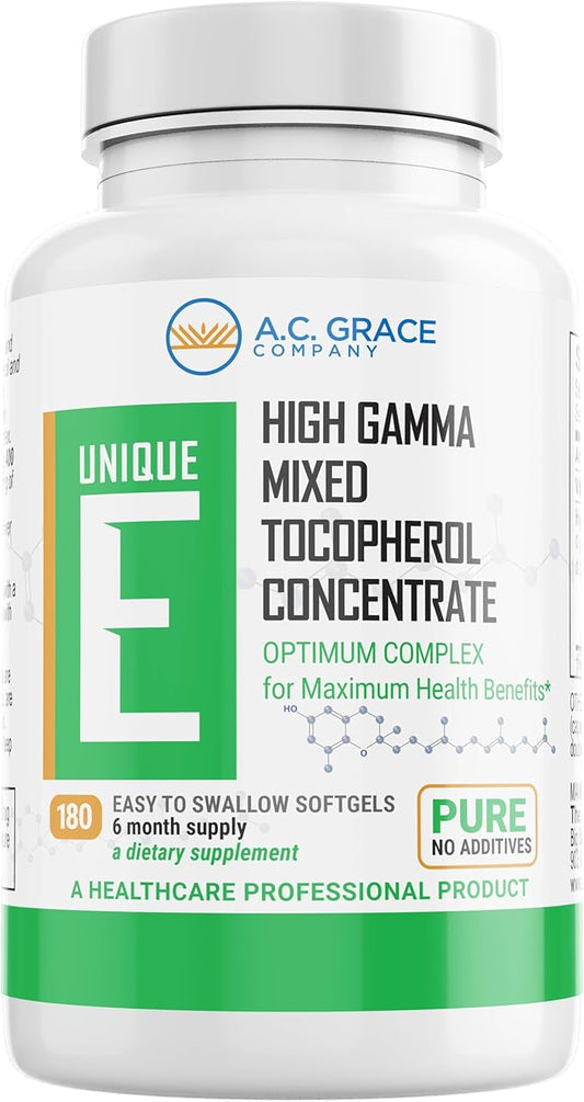 Unique E A.C. Grace Company, Mixed Tocopherols Concentrate Softgels, 180 Count