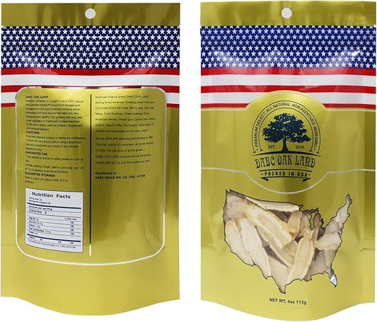 American Ginseng Root from Wisconsin, DOL American Wisconsin Ginseng Slices Root for Tea (8OZ (4OZ 2 Bags) - Ginseng Slices)