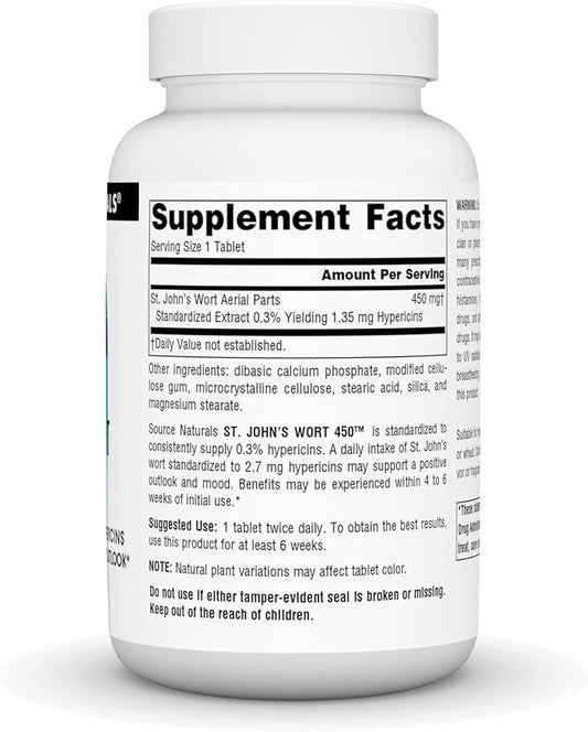 Source Naturals St. John's Wort 450 mg Supports a Positive Mental Outlook - 180 Tablets